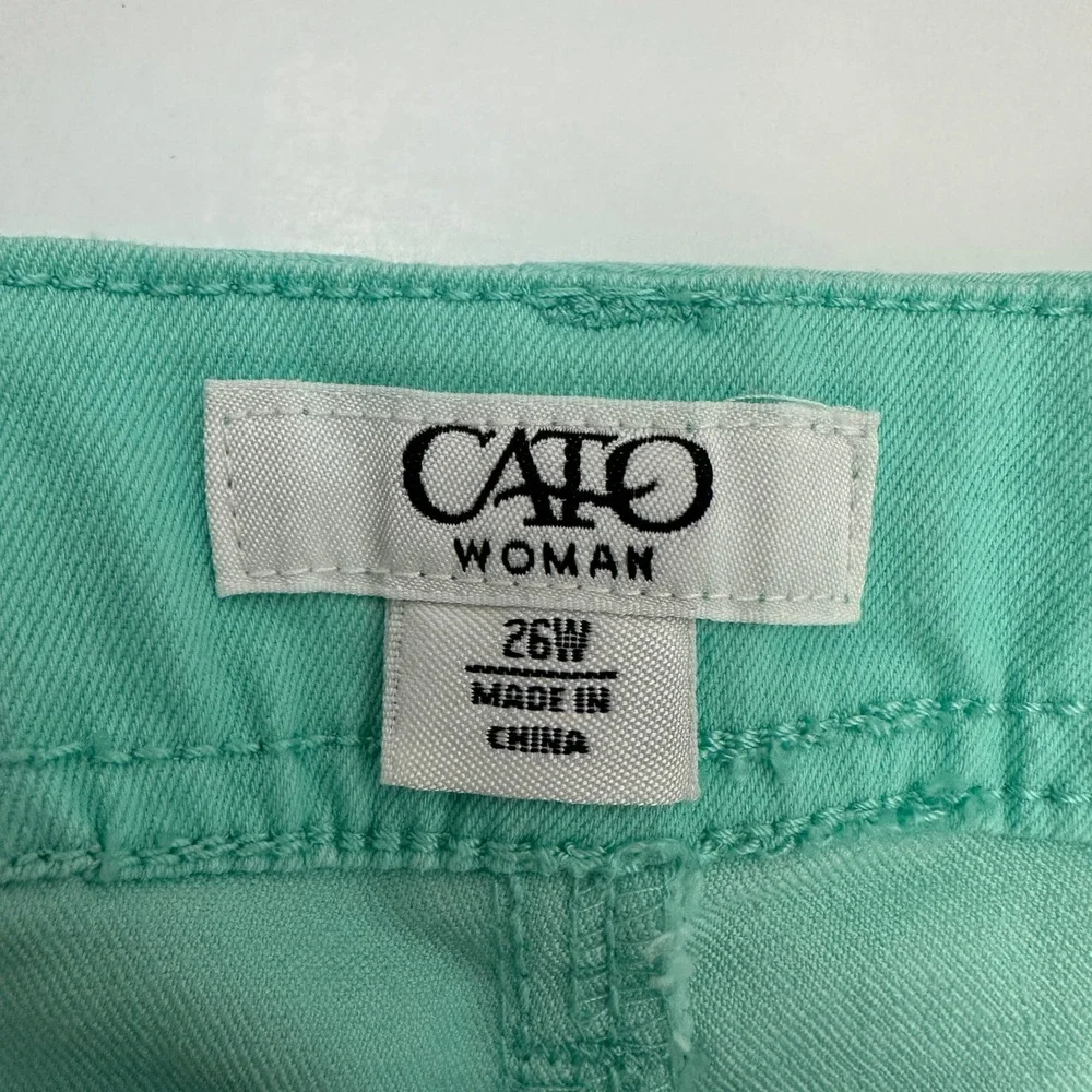 Cato Woman Mint‎ Green Stretch Twill Pants Plus Size 26W Teal 5 Pocket Casual